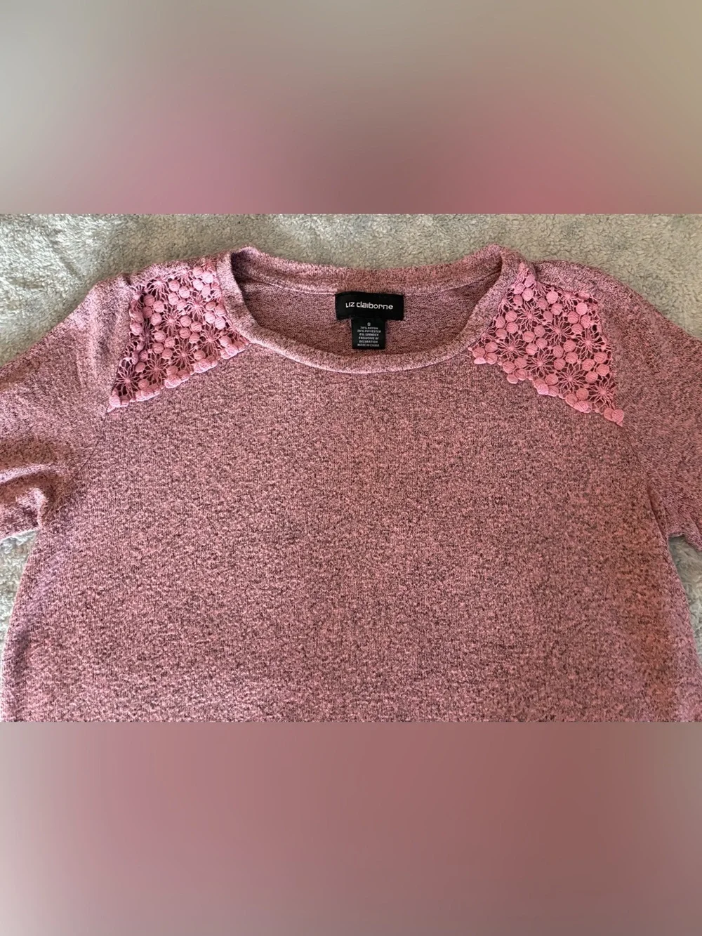 Women’s Liz Claiborne Pink Bell-Sleeve Sweater Top Size Small
